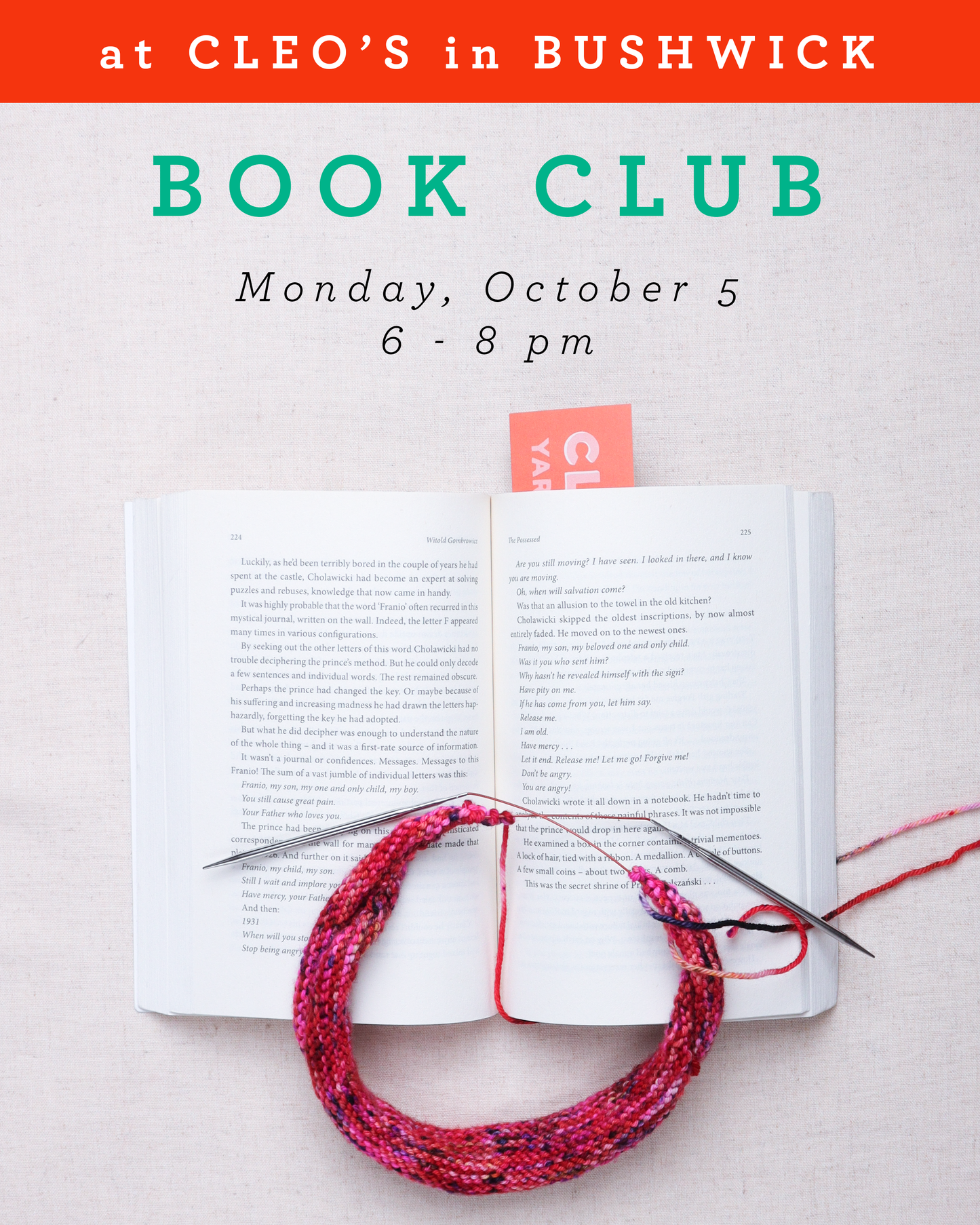Book Club  Craft Circle@ Cleo's in Bushwick