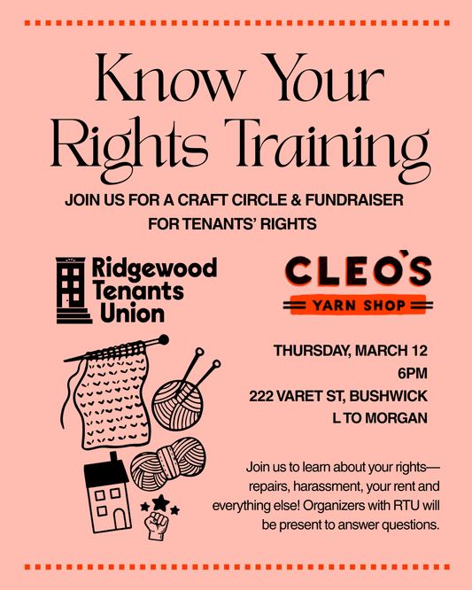 Know Your Rights Night with The Ridgewood Tenants Union Fundraiser!