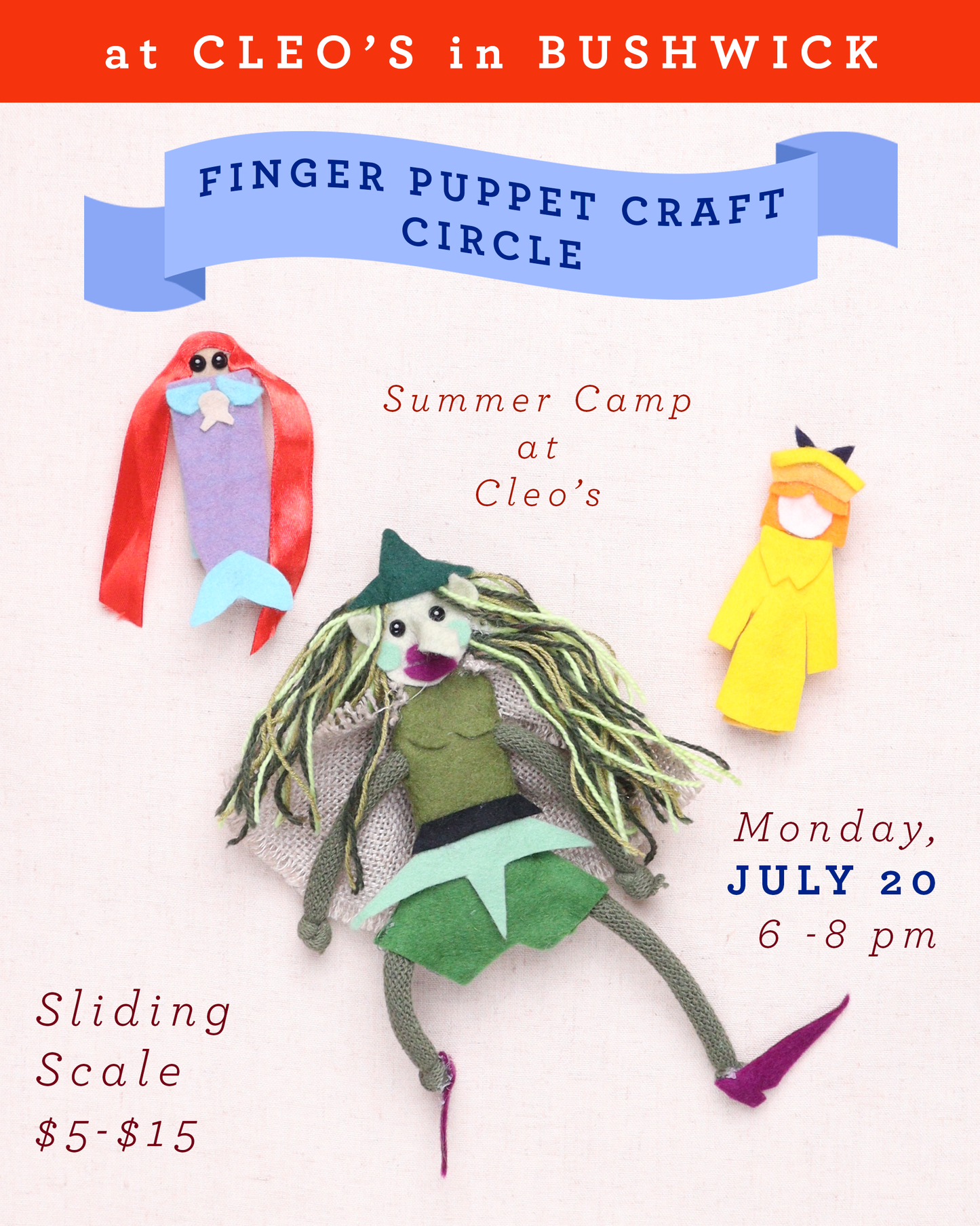 Summer Camp Finger Puppets @ Cleo's in Bushwick