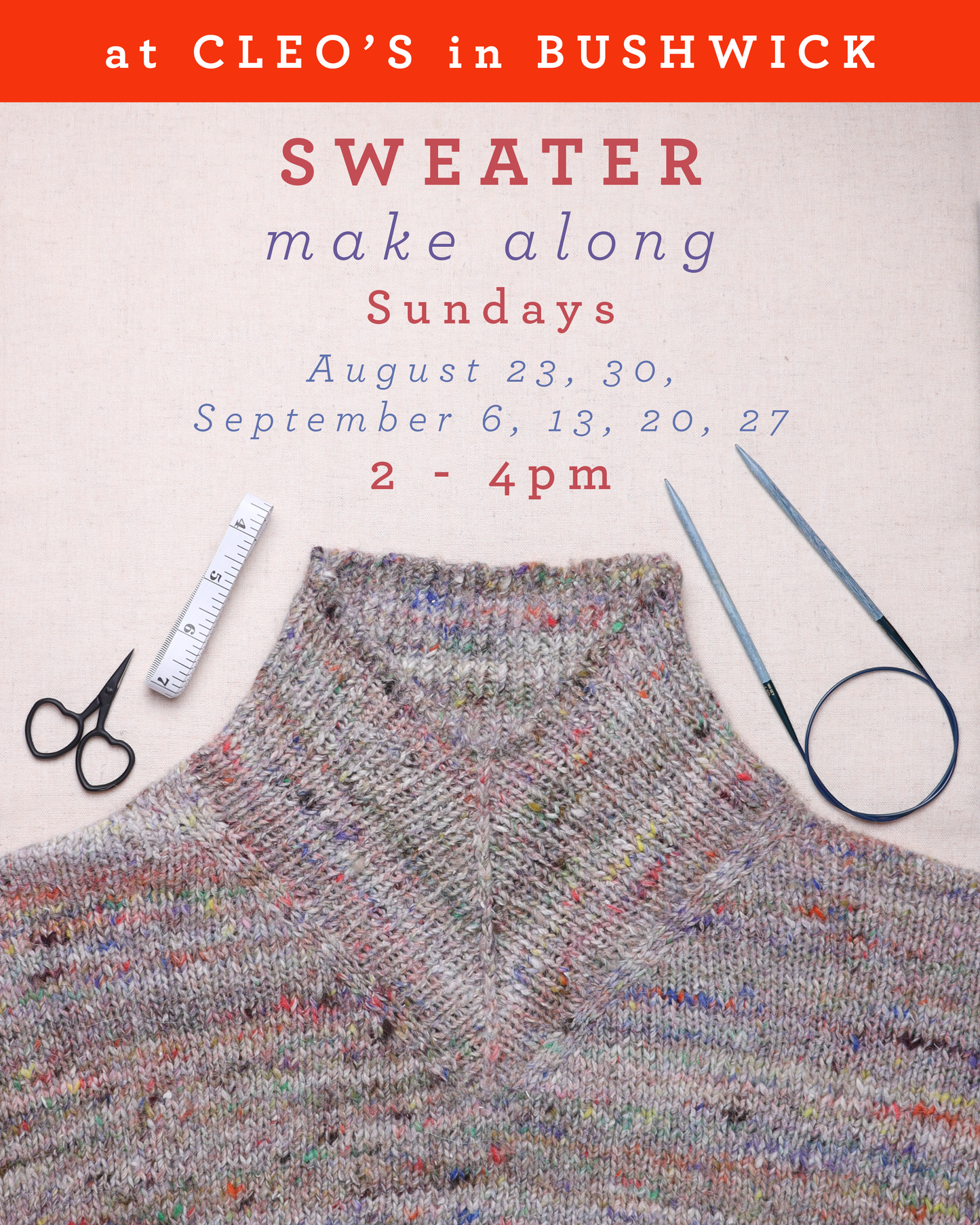 Sweater Make-Along Craft Circle @ Cleo's in Bushwick