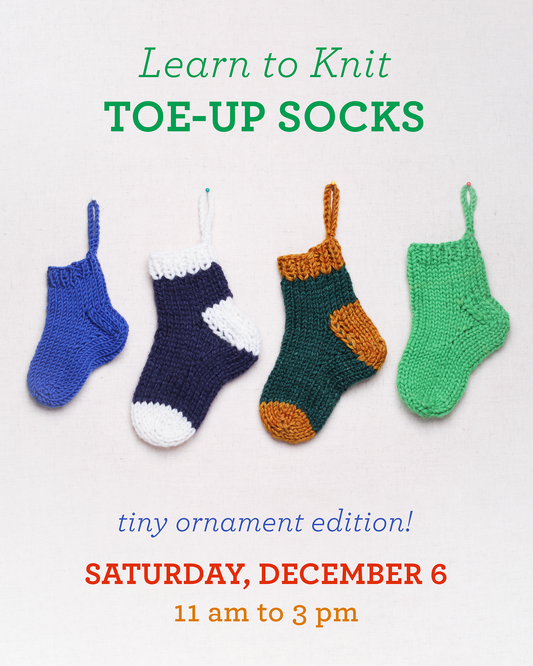 Learn to Knit Toe-Up Socks: Tiny Ornament Edition!